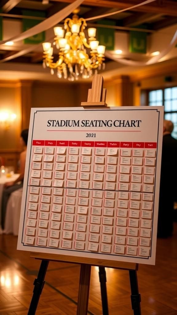 21 Game Day Football Party Decor Crafts 14 Stadium seating chart board for playful organization