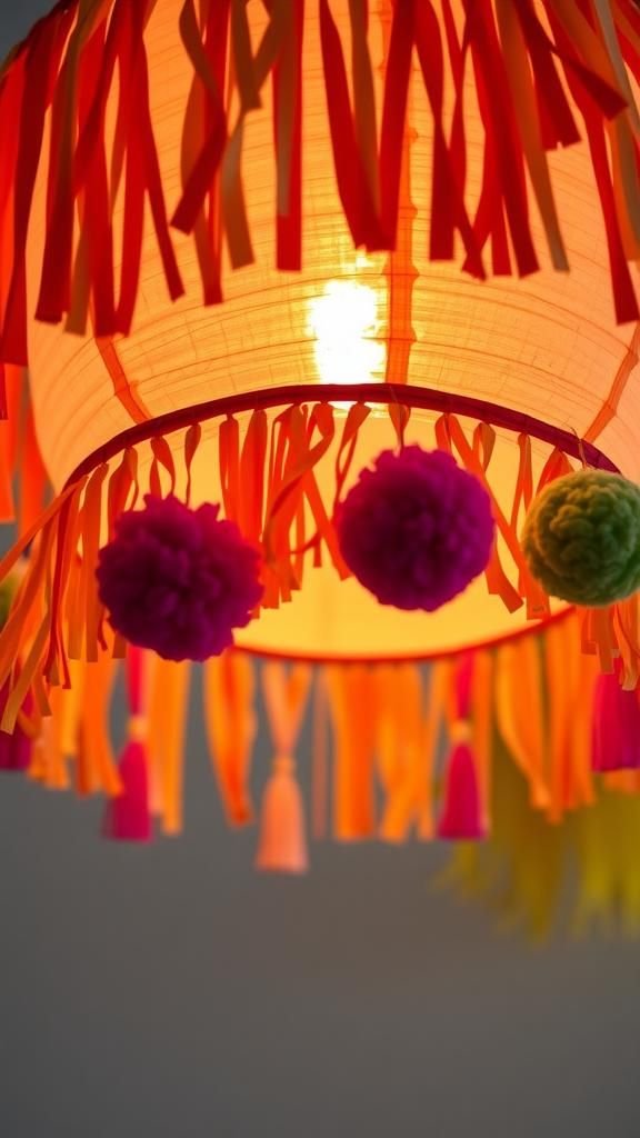 Fringe-and-pom lantern with playful texture
