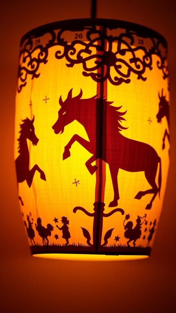 Paper-cut silhouette lantern with zodiac symbols