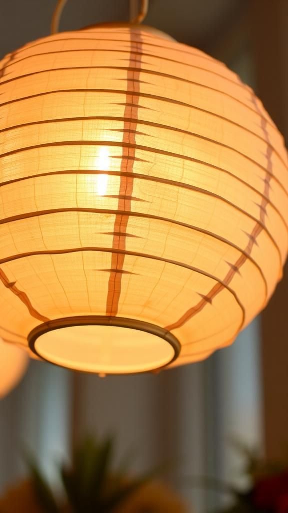 Silk-and-wire ribbed lantern with soft luminous skin