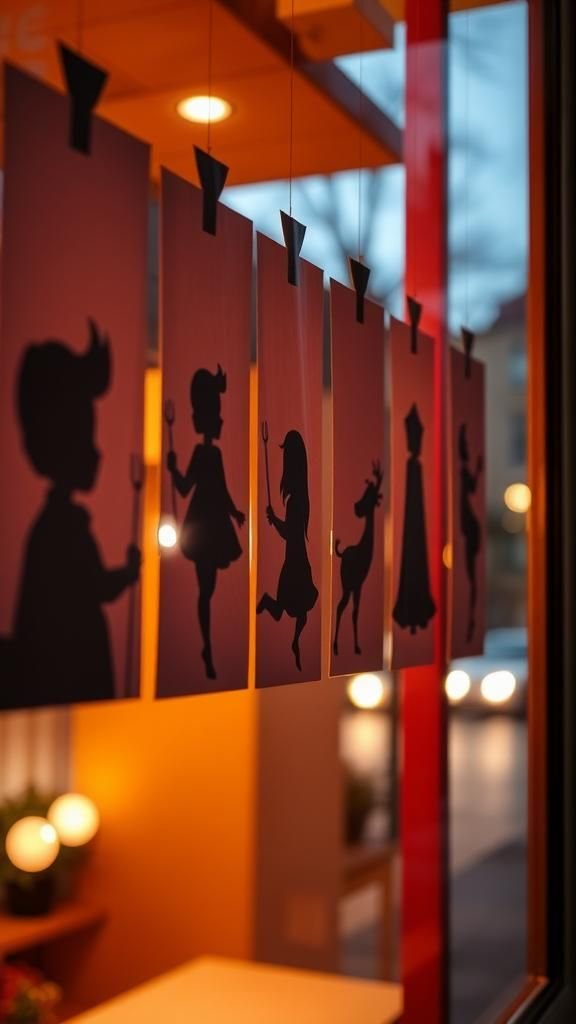 Window-hung silhouette panels that glow at dusk