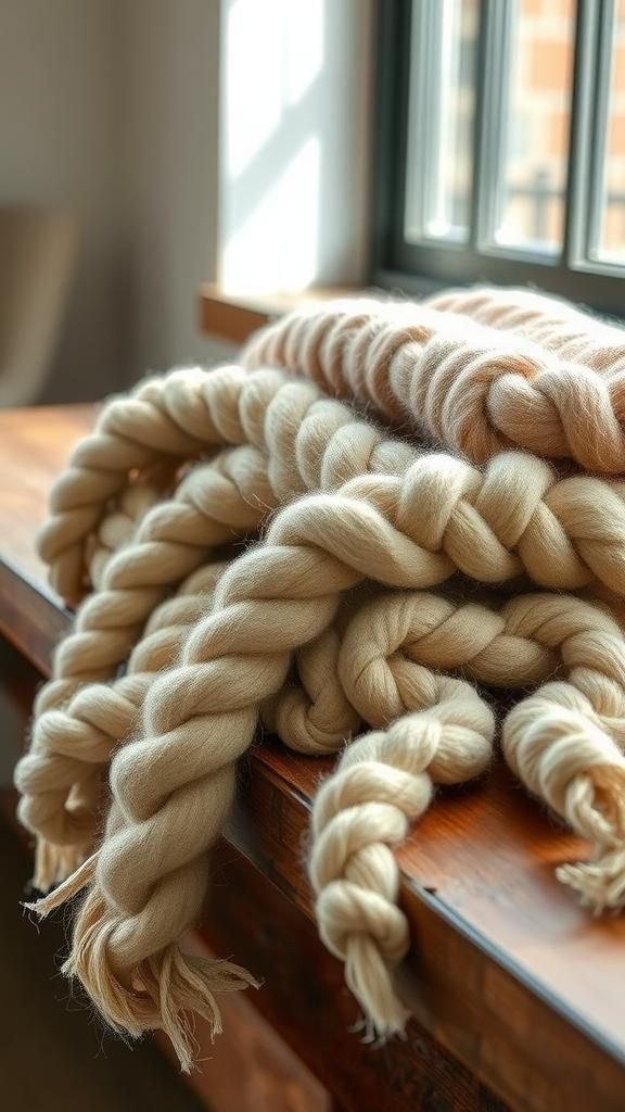 21 No Knit Chunky Blanket DIY Projects 2 Braided roving blanket without needles