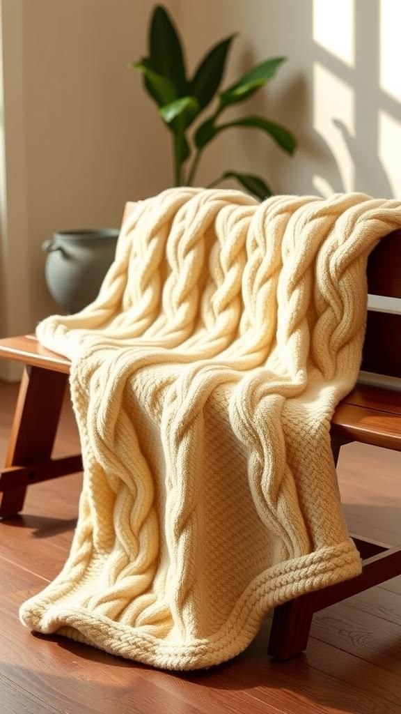 21 No Knit Chunky Blanket DIY Projects 8 Chunky fleece braided ladder blanket idea