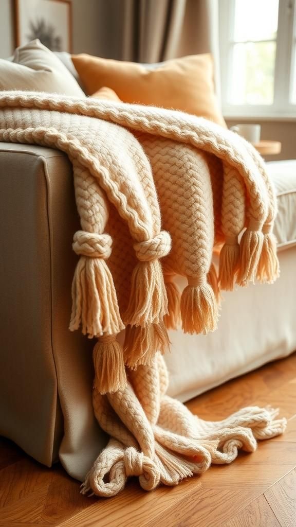 21 No Knit Chunky Blanket DIY Projects 1 Fleece tie-no-sew chunky fringe blanket