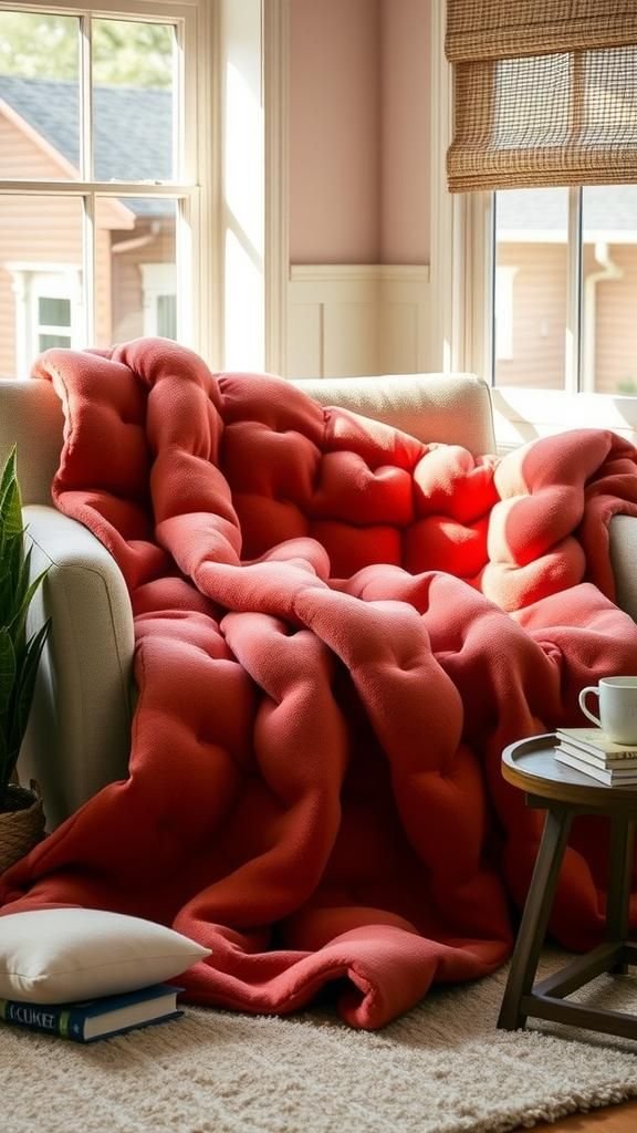 21 No Knit Chunky Blanket DIY Projects 16 Looped fleece puff blanket without knitting