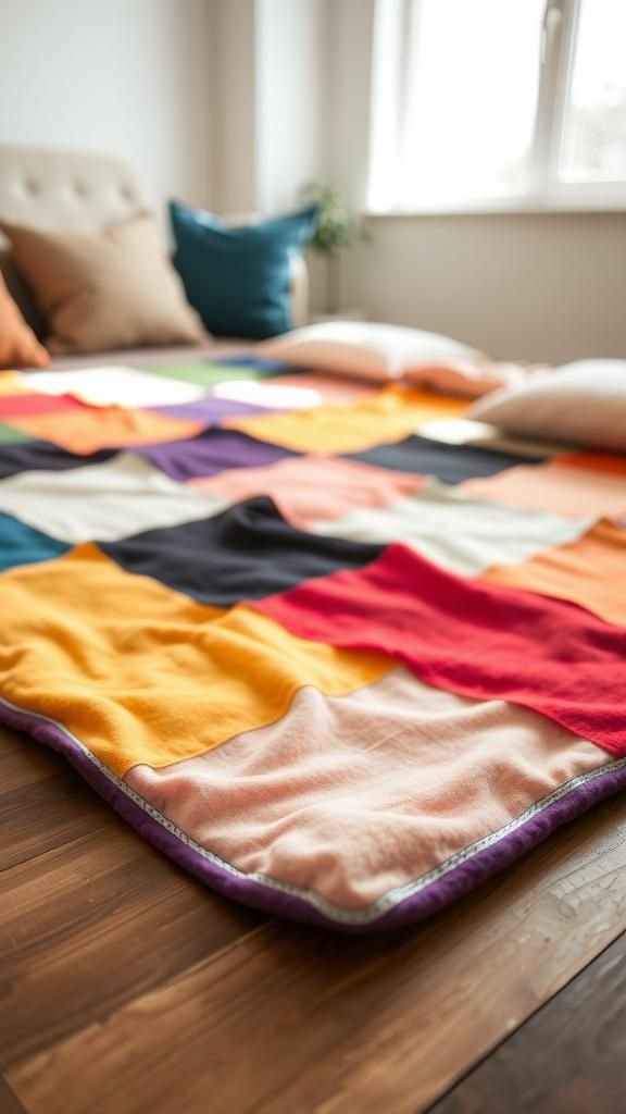 21 No Knit Chunky Blanket DIY Projects 5 No-sew chunky jersey fleece patchwork