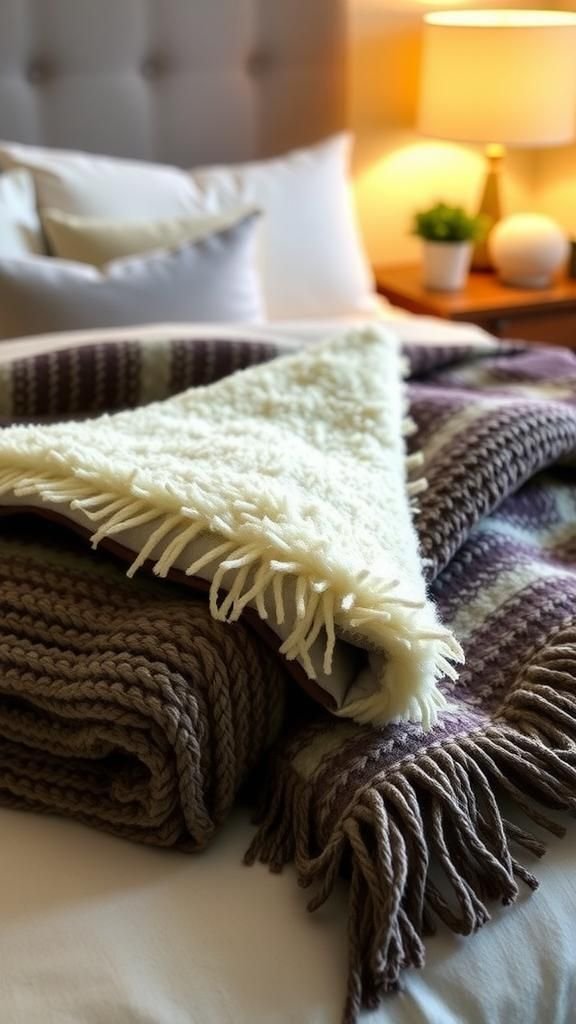 21 No Knit Chunky Blanket DIY Projects 13 No-sew sherpa-lined chunky throw idea