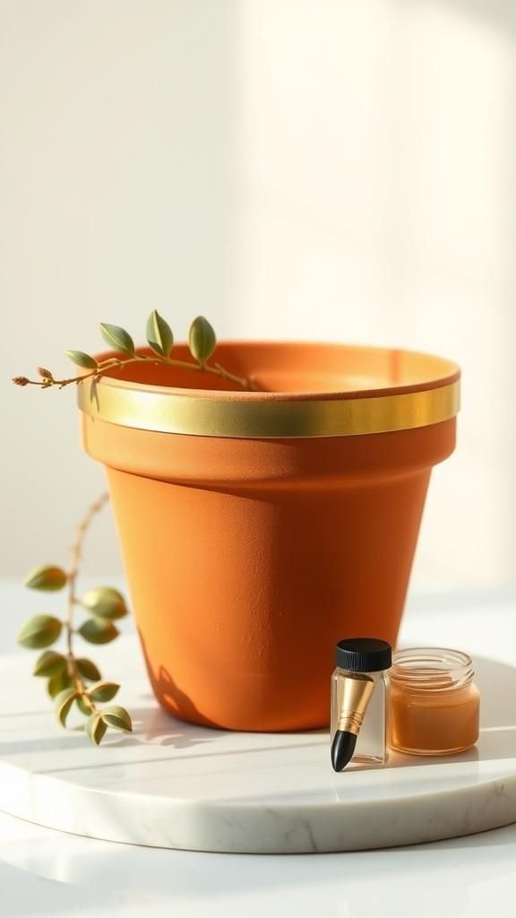 21 Painted Terracotta Pot Decorating Crafts 6 Delicate gold rim for a little whispered luxury