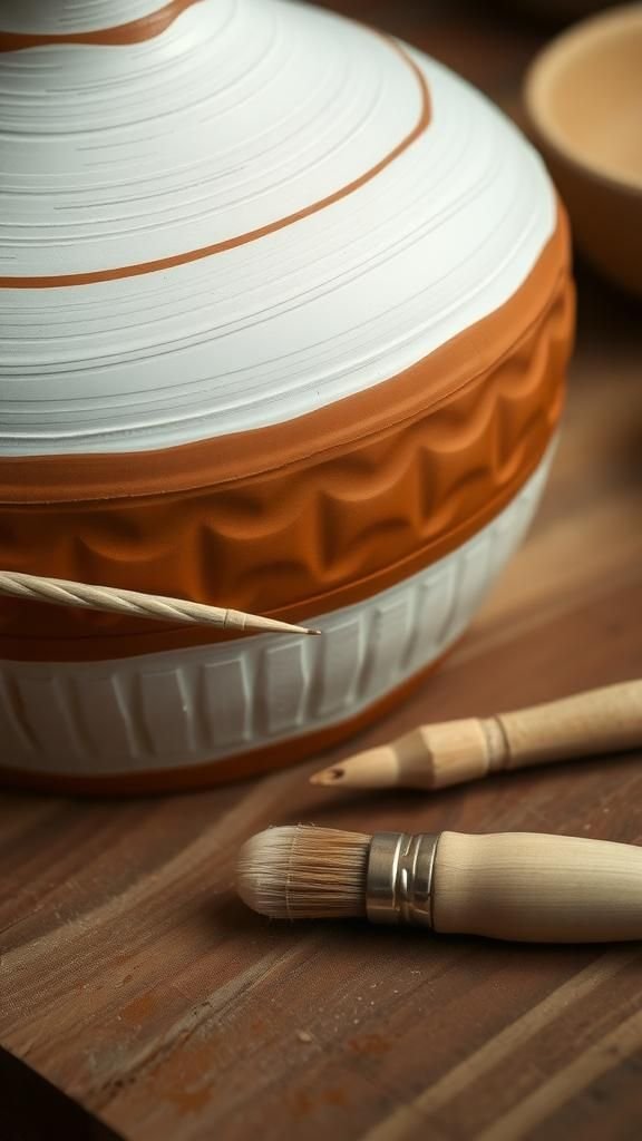 21 Painted Terracotta Pot Decorating Crafts 15 Sgraffito scratches revealing clay beneath