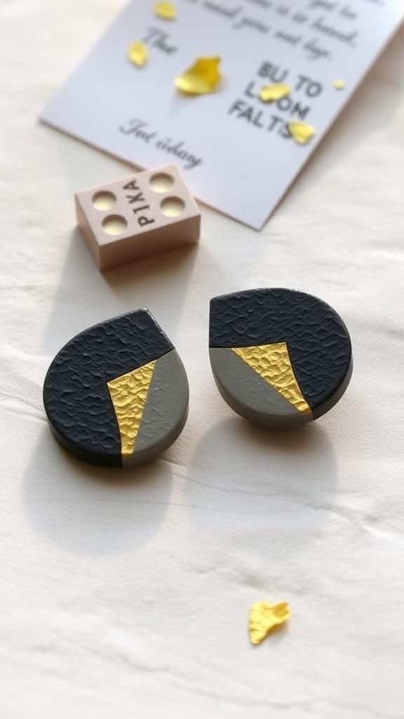 Asymmetrical studs with subtle hammered texture