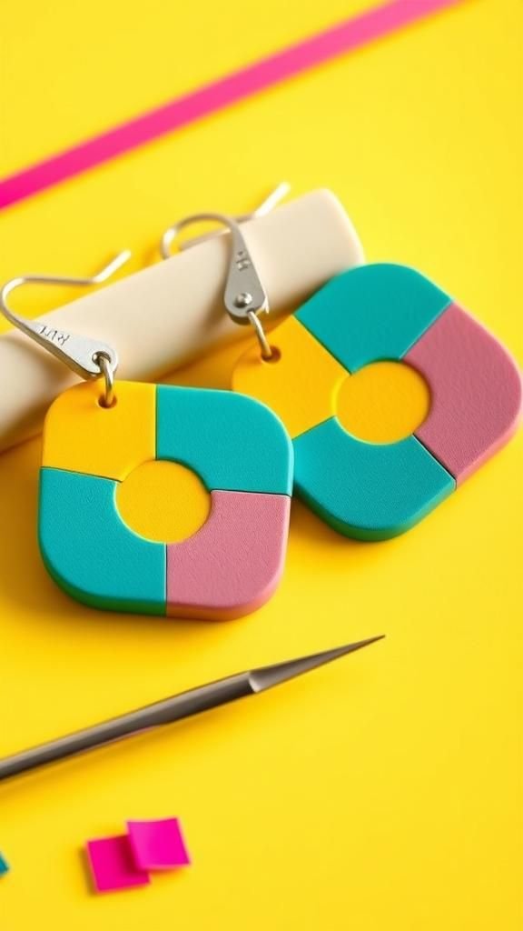 Chunky retro shapes with bold color blocking