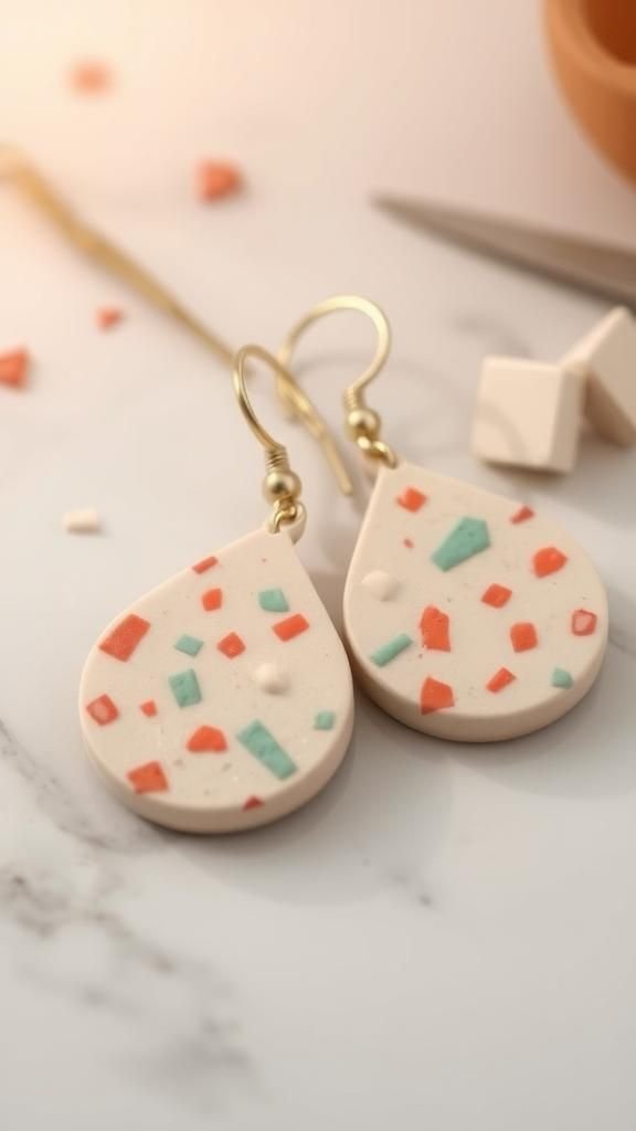 Terrazzo speckled drops in soft muted hues