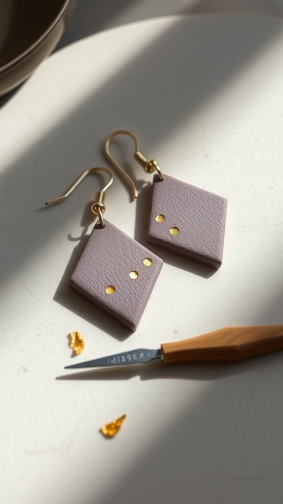 Tiny geometric triangles with metallic inlays