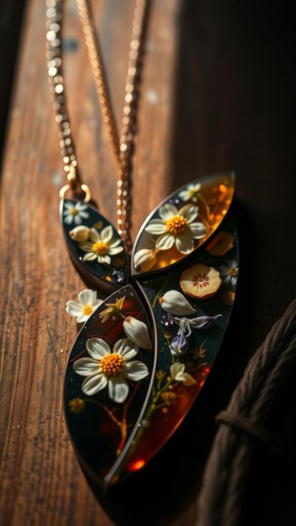 Asymmetrical mixed-botanical statement necklace piece