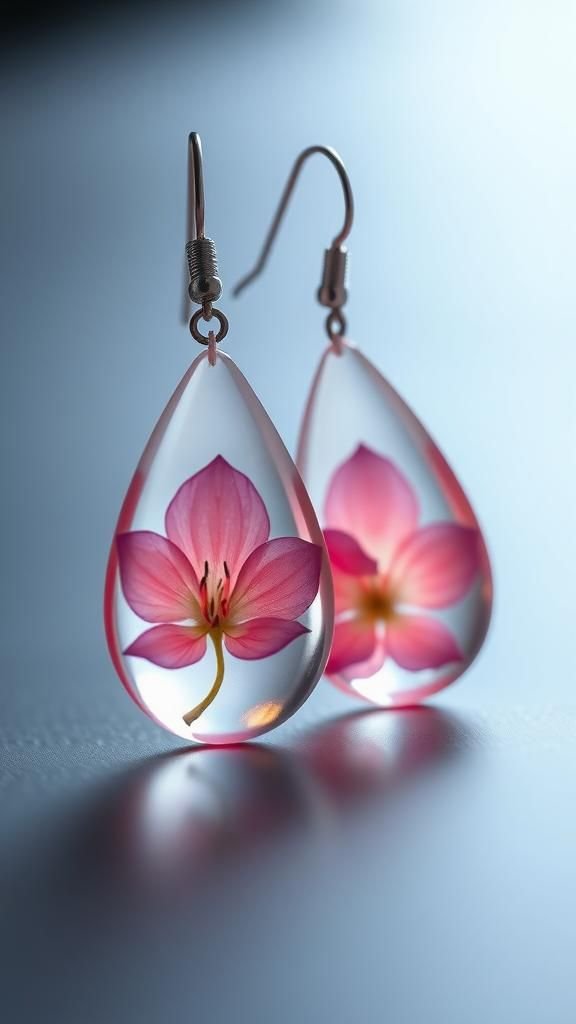 Ethereal teardrop earrings with translucent petals
