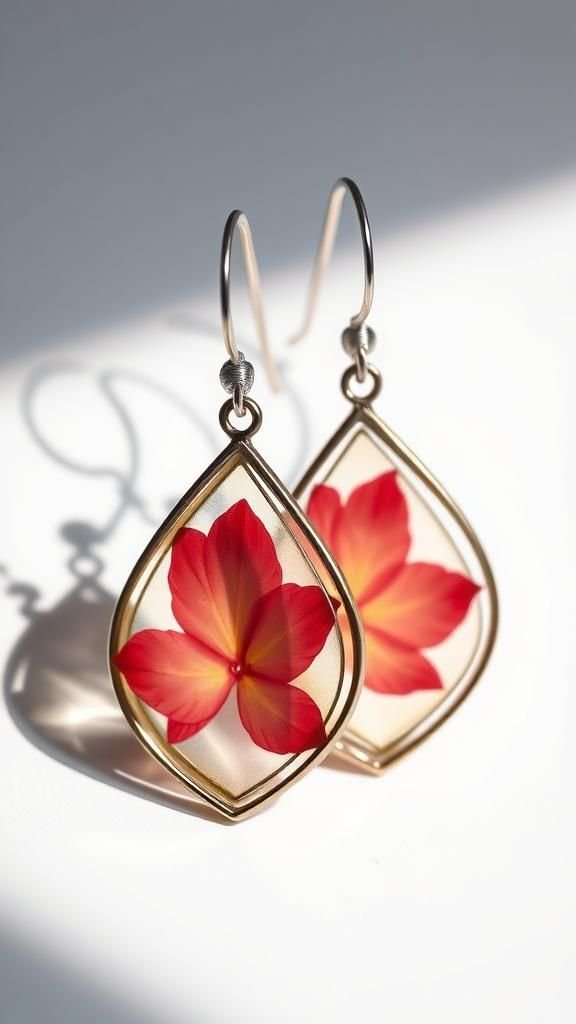 Stepped bezel earrings with shadowed petals