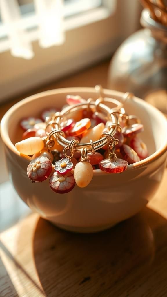 Tiny botanical charm bracelet that tells stories