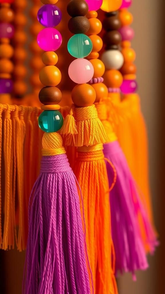 Beaded spacer tassel garland with rhythm