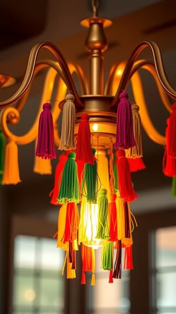 Chandelier accent with layered tassel drops
