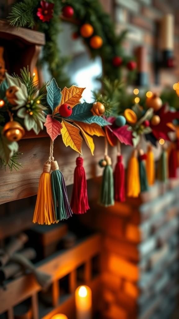 Seasonal leaf and tassel garland for autumn
