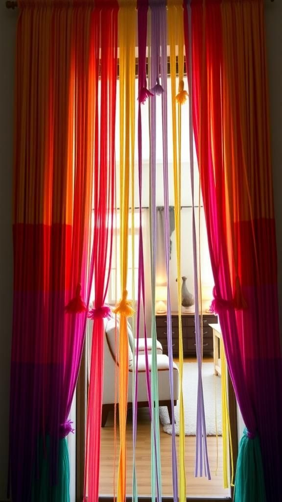 Tassel curtain that frames a doorway