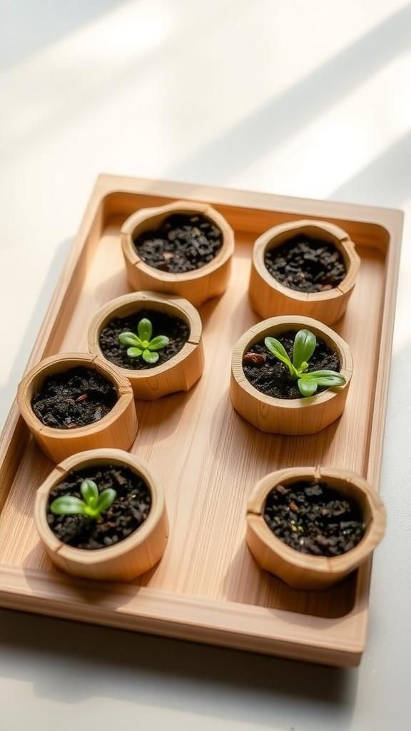 Bamboo segment planters with natural drainage