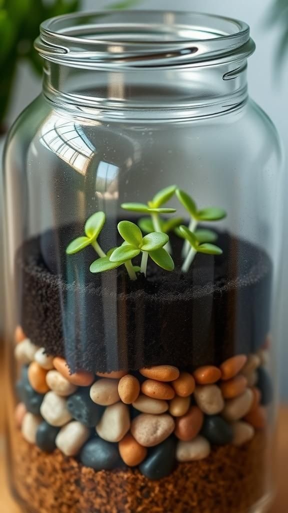 Jelly jar terrariums for humid-loving seedlings