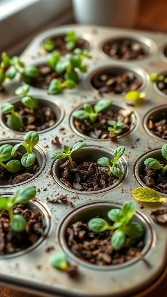 Muffin tin herb sampler with mixed textures