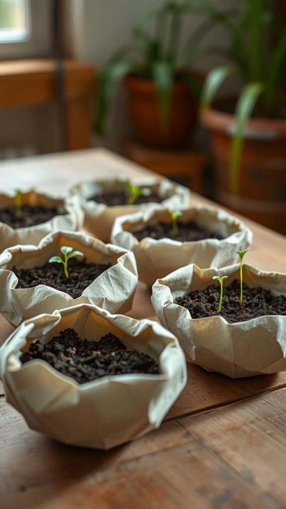 Paper mache bowls turned into quirky planters