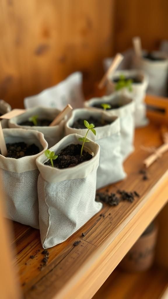 Seed sachets in breathable fabric pouches