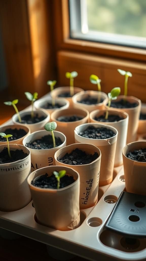 Toilet paper roll biodegradable pots for seedlings