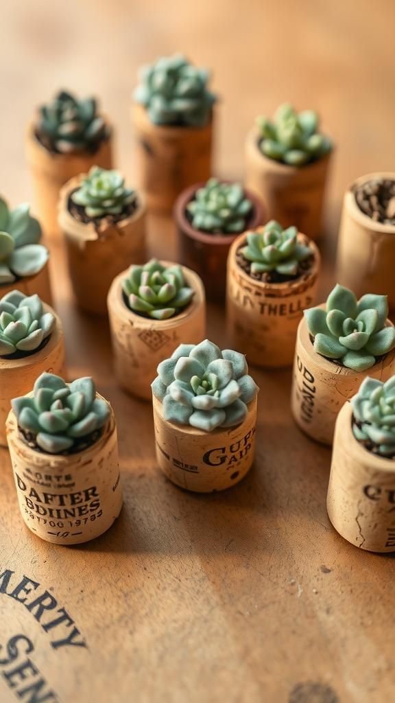 Wine cork mini starters for tiny succulents