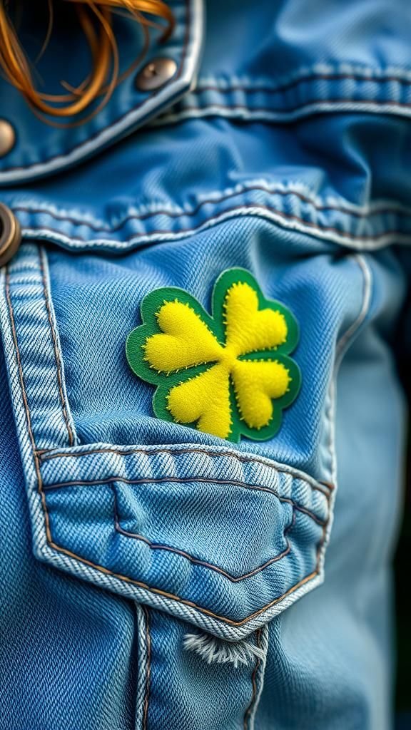 Shamrock embroidery patch for jacket personalization