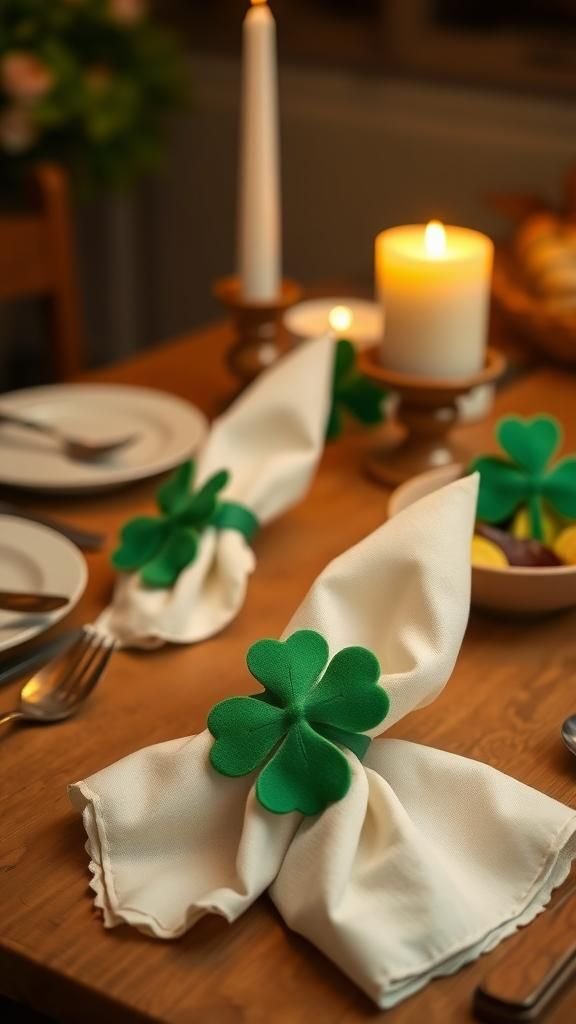 Shamrock napkin rings for a cozy table setting