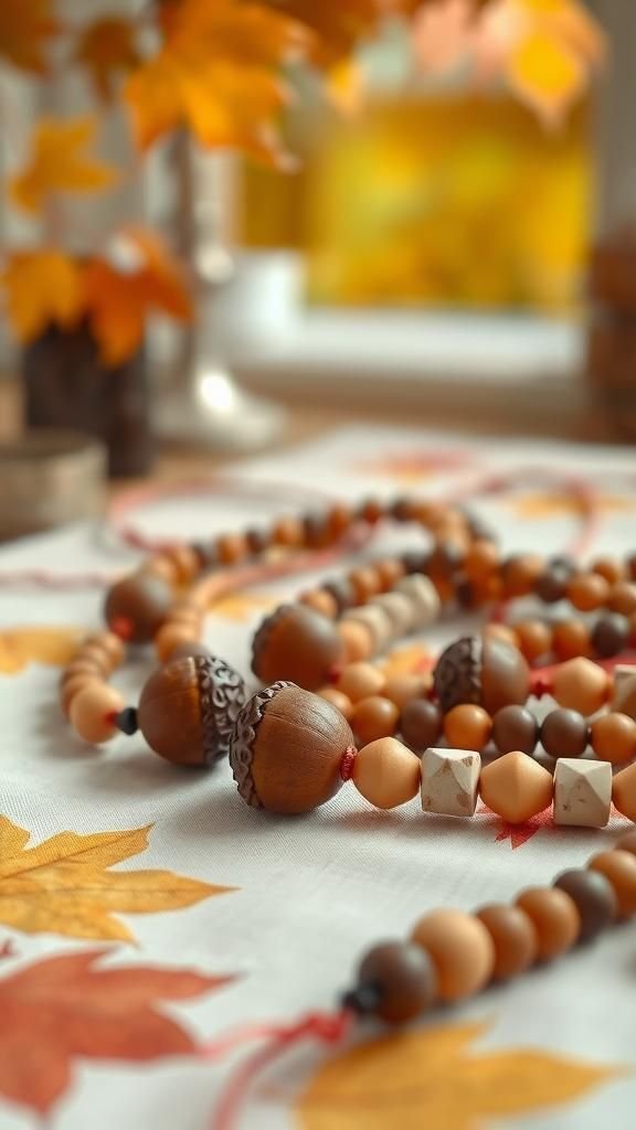 Acorn and bead necklaces for little hands