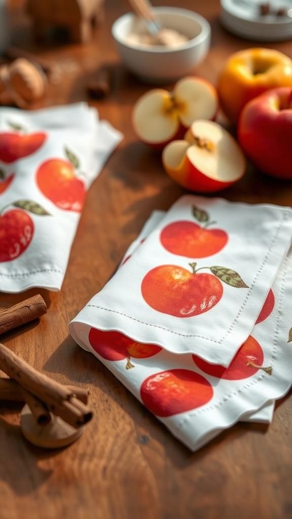 Apple stamp napkins with warm cinnamon scent