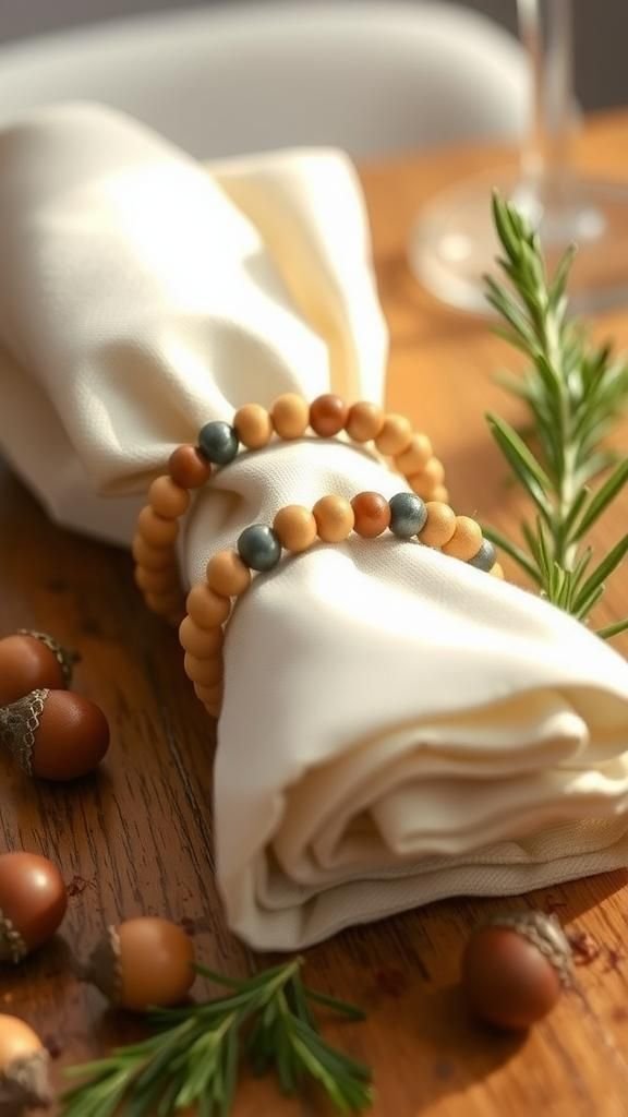 Beaded napkin rings that jingle slightly