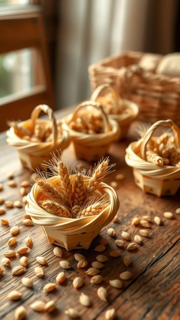 Corn husk mini baskets for tiny treasures