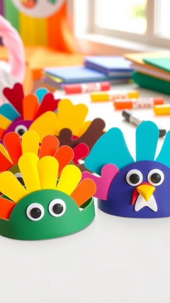 Foam turkey headbands for lively parade