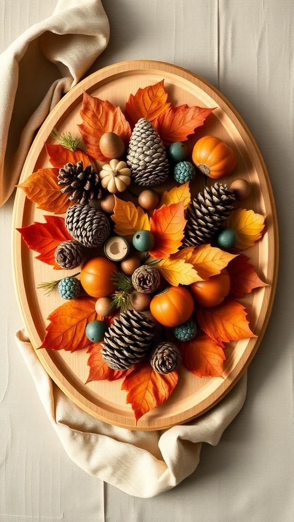 Nature collage centerpieces with crunchy texture