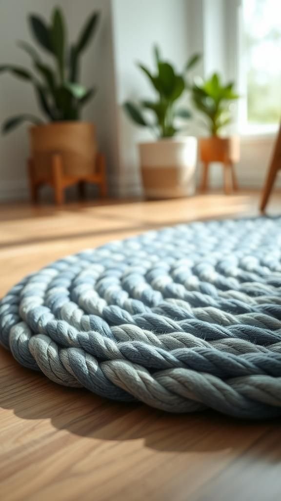 21 Upcycled Denim Fabric Crafts 3 Braided denim rug with faded blue charm