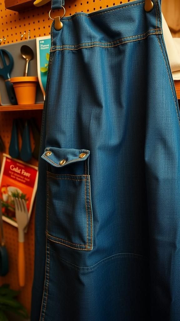 21 Upcycled Denim Fabric Crafts 16 Denim apron with repurposed pocket collection