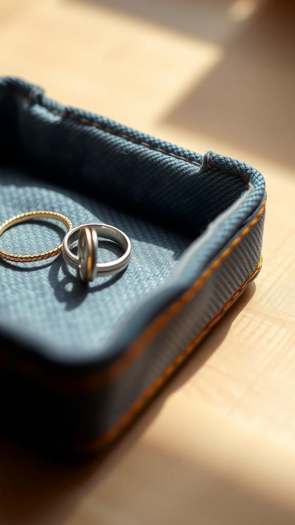 21 Upcycled Denim Fabric Crafts 21 Small jewelry tray lined with denim scraps