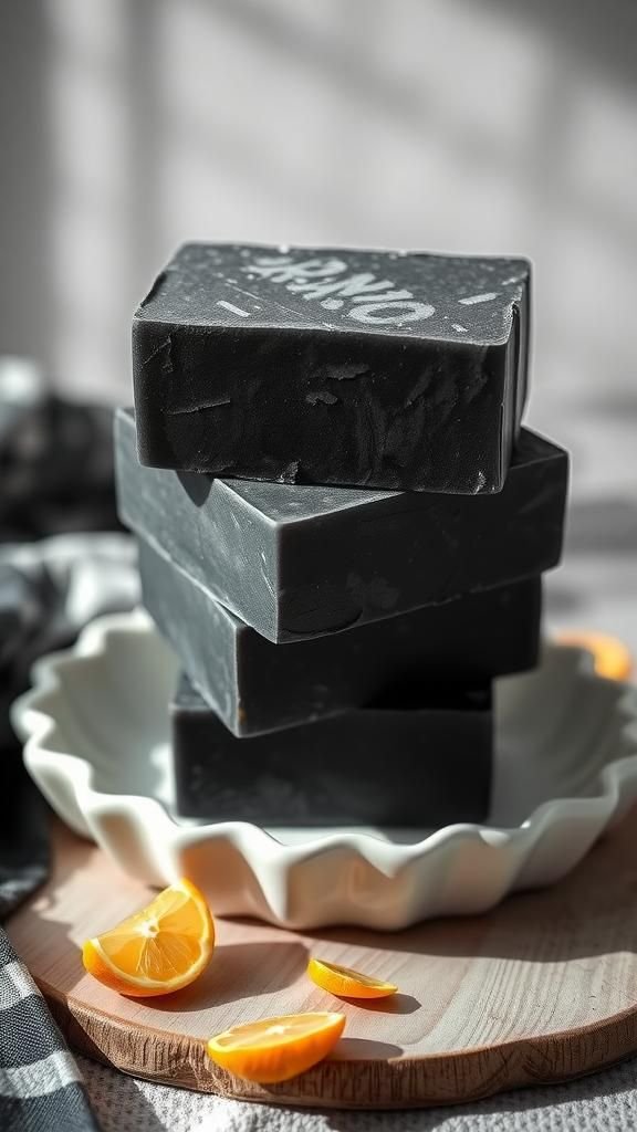 Charcoal detox bath bars with creamy lather