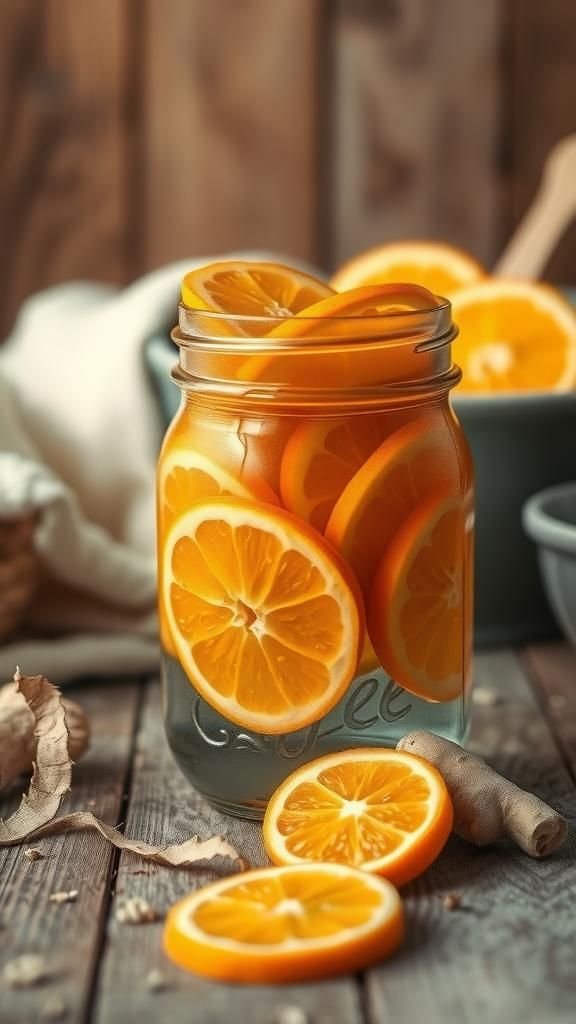 Ginger orange foot soak in mason jars