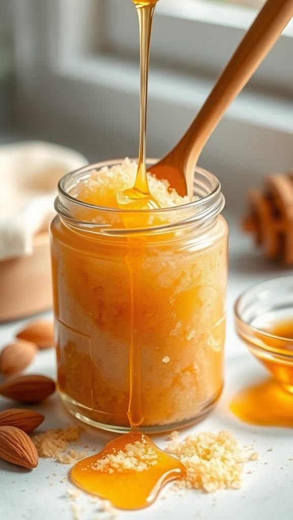 Honey almond sugar body scrub for softness