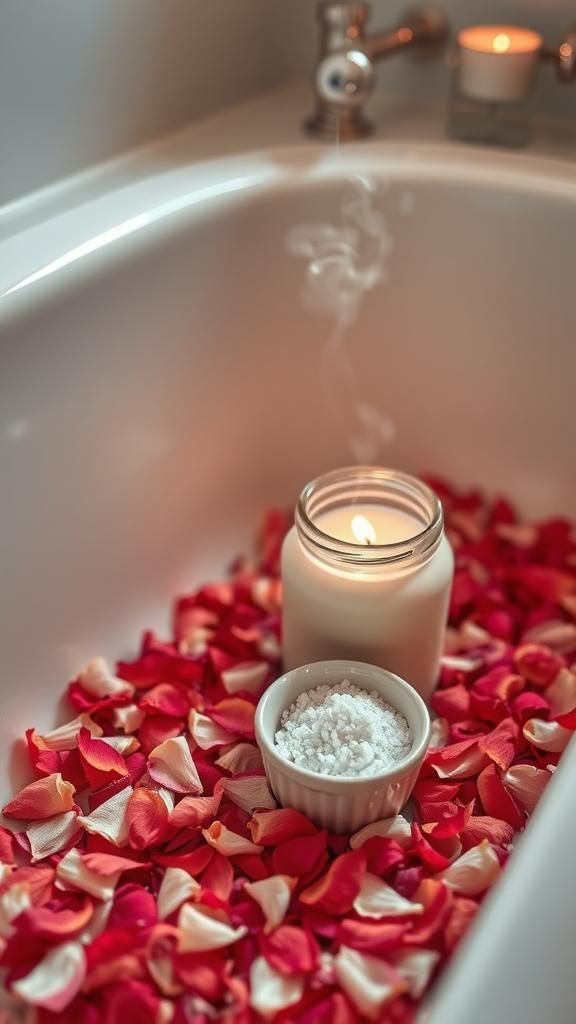 Rose petal and sea salt soak for calm evenings